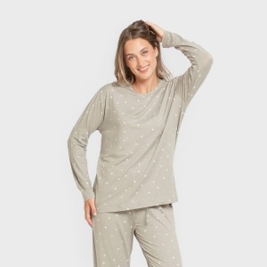 Pigiama lungo soft Ambarina verde militare