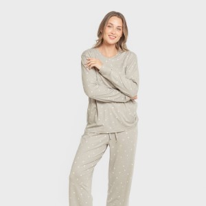 Pigiama lungo soft Ambarina verde militare 2