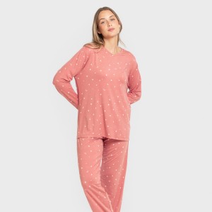 Pigiama lungo soft Ambarina marsala 2