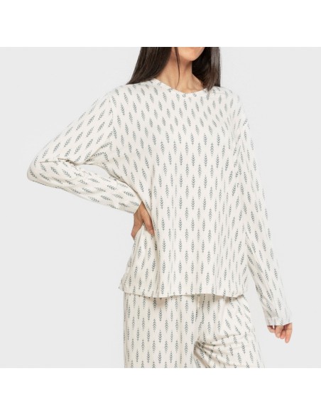 Pigiama lungo soft Espiga blu acqua