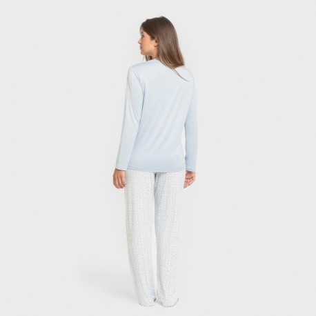 Pigiama lungo soft Clau celeste