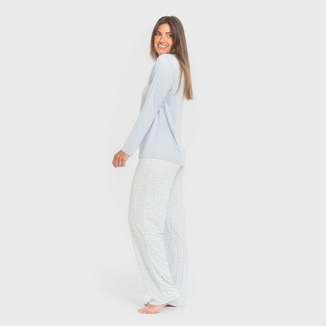 Pigiama lungo soft Clau celeste