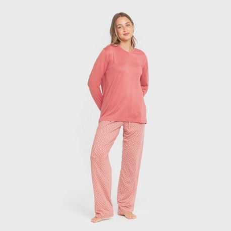 Pigiama lungo soft Leonor marsala
