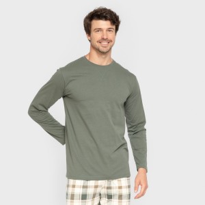 Pigiama lungo uomo cotone Cuadro Noric verde