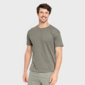 Pigiama corto cotone uomo Sassy verde militare