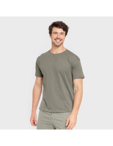 Pigiama corto cotone uomo Sassy verde militare