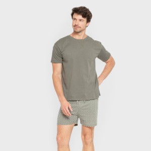 Pigiama corto cotone uomo Sassy verde militare 2