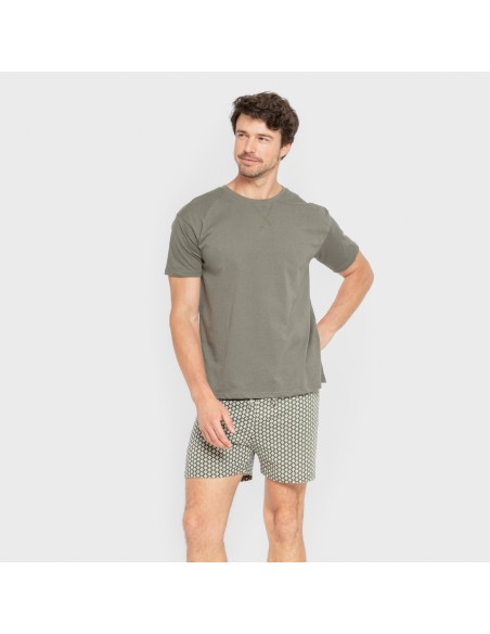 Pigiama corto cotone uomo Sassy verde militare