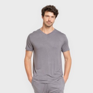 Pigiama corto viscosa uomo grigio turchese