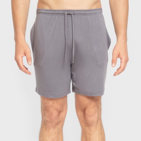 Pigiama corto viscosa uomo grigio turchese