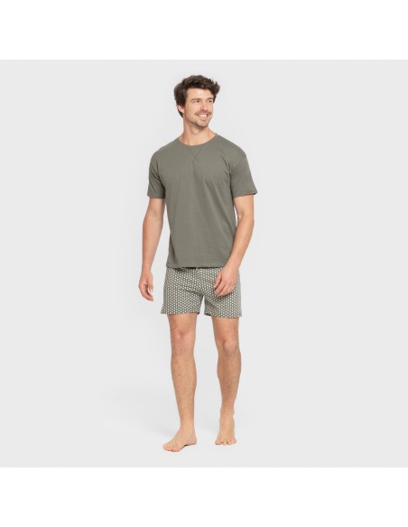 Pigiama corto cotone uomo Sassy verde militare