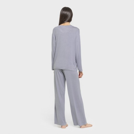 Pigiama lungo viscosa tinta unita