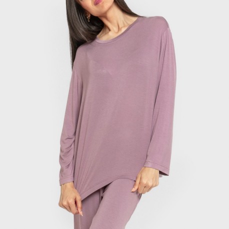 Pigiama lungo viscosa tinta unita