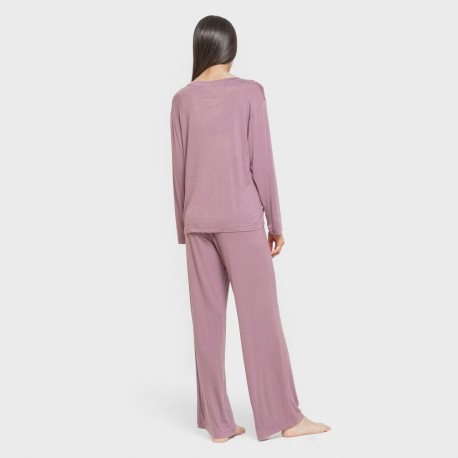 Pigiama lungo viscosa tinta unita