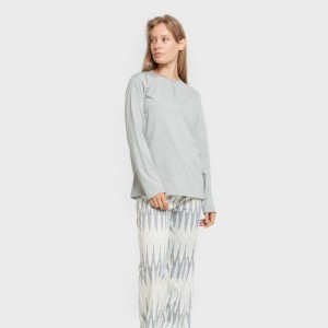 Pigiama lungo cotone Lalita blu acqua 2