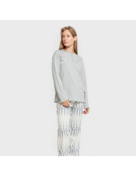 Pigiama lungo cotone Lalita blu acqua