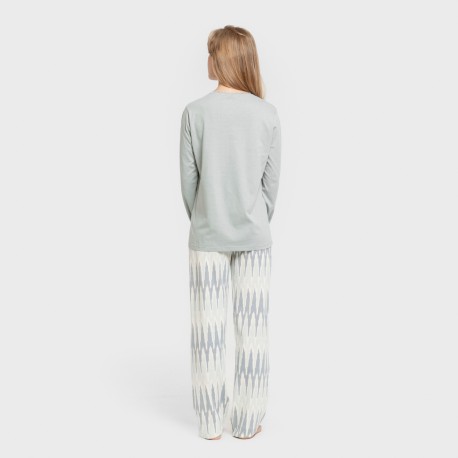 Pigiama lungo cotone Lalita blu acqua