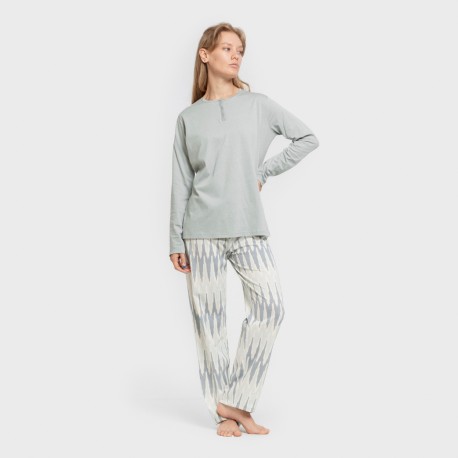 Pigiama lungo cotone Lalita blu acqua