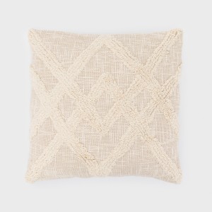 Cuscino quadrato cotone Barbaro bianco antico 45x45 - federa + imbottitura