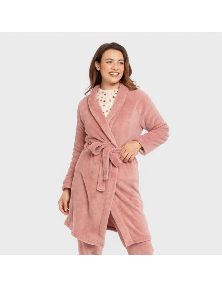 Vestaglia pile coral tinta unita