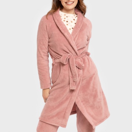 Vestaglia pile coral tinta unita