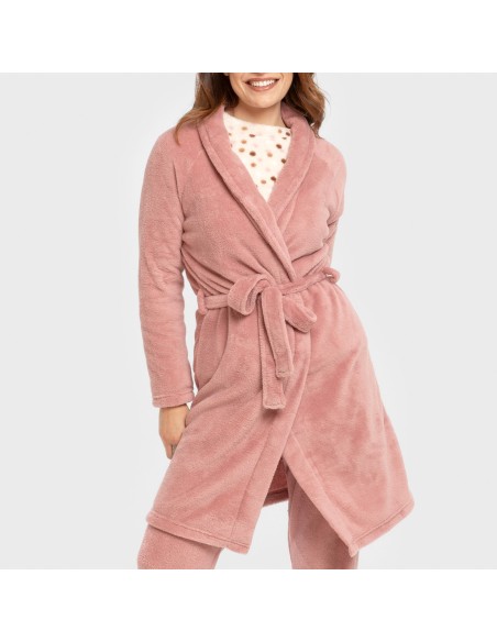 Vestaglia pile coral tinta unita