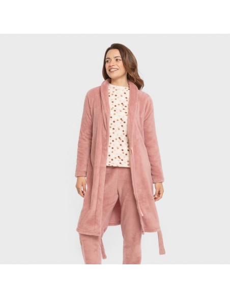 Vestaglia pile coral tinta unita