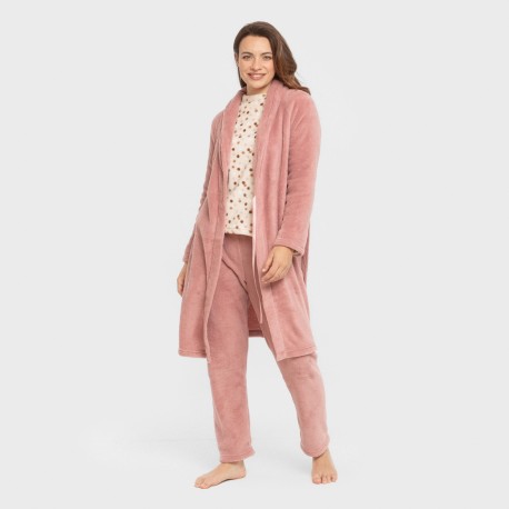 Vestaglia pile coral tinta unita