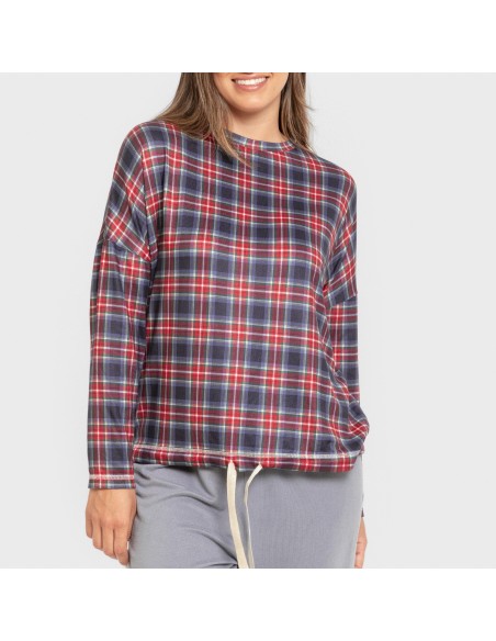 Pigiama lungo Secret donna Cuadro Tuc indaco