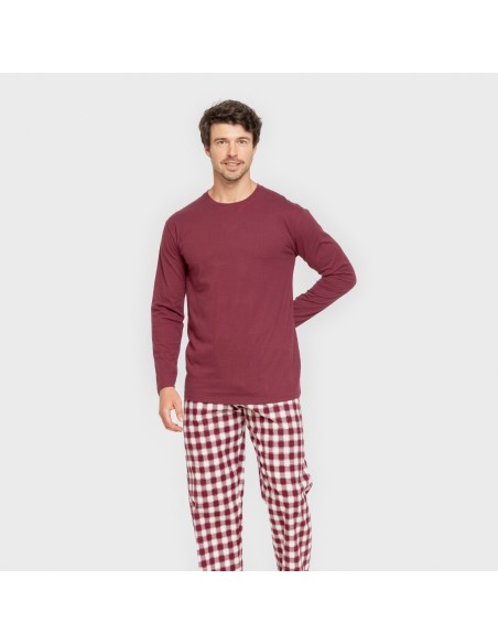 Pigiama uomo flanella Cuadro Gustavo bordeaux