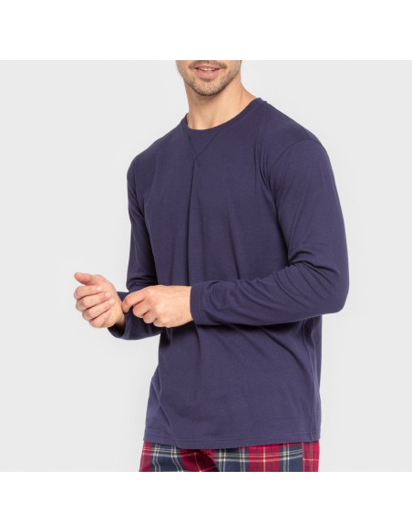 Pigiama uomo flanella Cuadro Bilbo blu navy