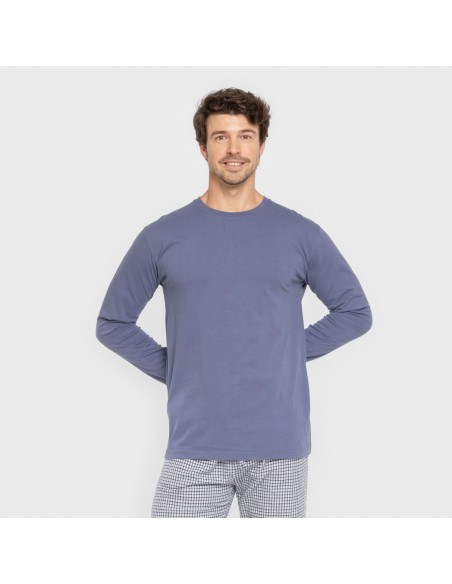 Pigiama uomo flanella Cuadro Saul blu