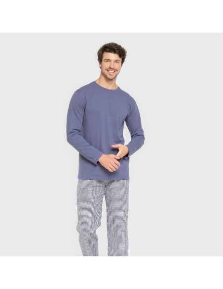 Pigiama uomo flanella Cuadro Saul blu