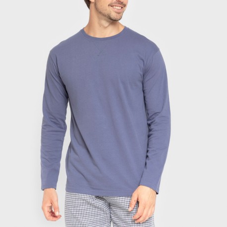 Pigiama uomo flanella Cuadro Saul blu