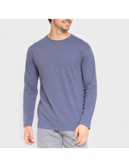 Pigiama uomo flanella Cuadro Saul blu