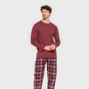Pigiama uomo flanella Cuadro Sauron bordeaux 2