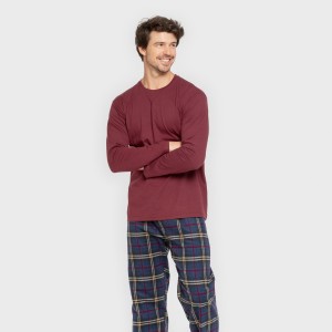 Pigiama uomo flanella Cuadro Tejada bordeaux 2