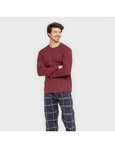 Pigiama uomo flanella Cuadro Tejada bordeaux Pigiama uomo flanella Cuadro Tejada bordeaux