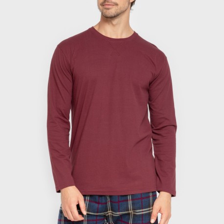 Pigiama uomo flanella Cuadro Tejada bordeaux