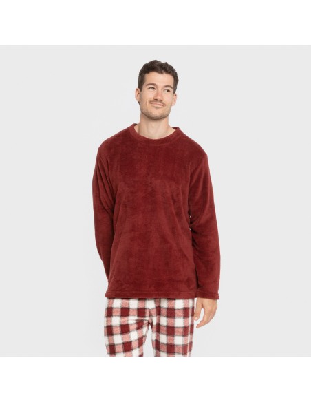 Pigiama pile coral uomo Cuadro Gustavo bordeaux