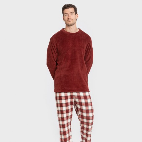Pigiama pile coral uomo Cuadro Gustavo bordeaux