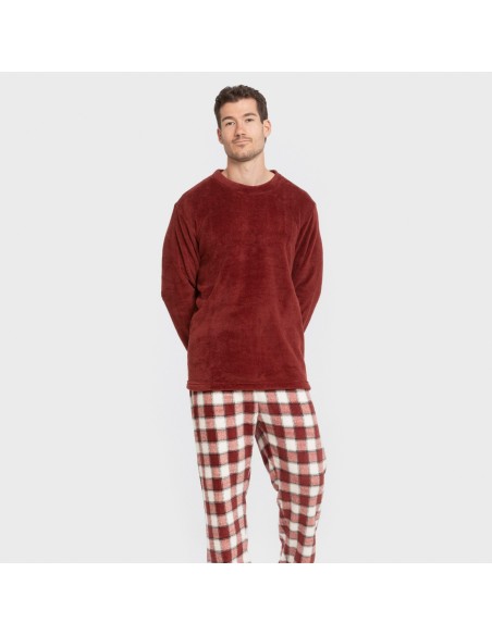 Pigiama pile coral uomo Cuadro Gustavo bordeaux