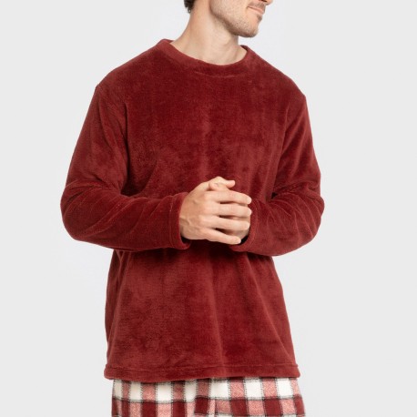 Pigiama pile coral uomo Cuadro Gustavo bordeaux