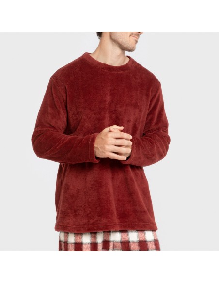 Pigiama pile coral uomo Cuadro Gustavo bordeaux