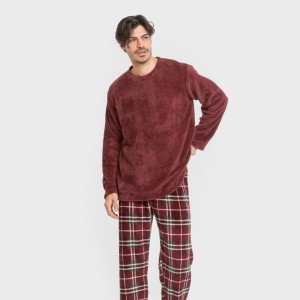 Pigiama pile coral uomo Cuadro Sauron bordeaux 2
