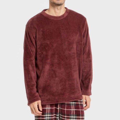 Pigiama pile coral uomo Cuadro Sauron bordeaux