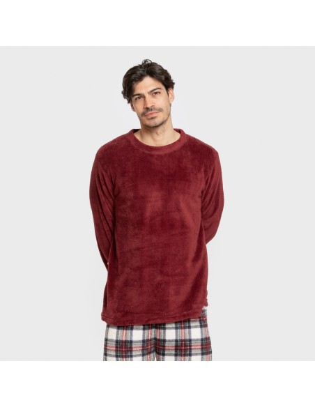 Pigiama pile coral uomo Cuadro Celestia bordeaux