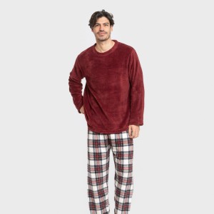 Pigiama pile coral uomo Cuadro Celestia bordeaux 2