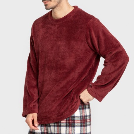 Pigiama pile coral uomo Cuadro Celestia bordeaux