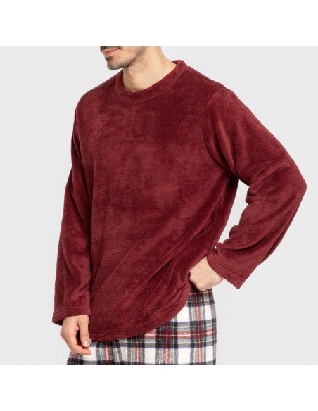 Pigiama pile coral uomo Cuadro Celestia bordeaux